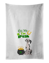Load image into Gallery viewer, Harlequin Great Dane St. Patrick's Day White Kitchen Towel Set of 2 Dish Towels