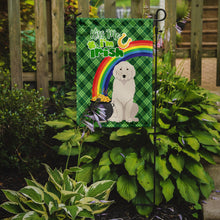 Load image into Gallery viewer, Great Pyrenees St. Patrick's Garden Flag – "Kiss Me I’m Irish" with Pot of Gold &amp; Rainbow