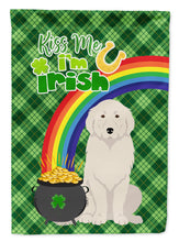 Load image into Gallery viewer, Great Pyrenees St. Patrick's Garden Flag – "Kiss Me I’m Irish" with Pot of Gold &amp; Rainbow