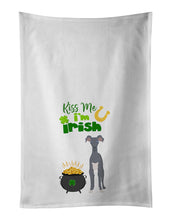 Load image into Gallery viewer, Gray Italian Greyhound St. Patrick's Day White Kitchen Towel Set of 2 Dish Towels