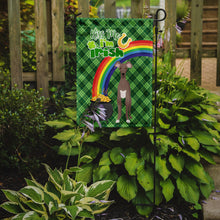 Load image into Gallery viewer, Fawn Italian Greyhound St. Patrick's Garden Flag – "Kiss Me I’m Irish" with Pot of Gold &amp; Rainbow