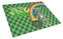 Load image into Gallery viewer, Fawn Italian Greyhound St. Patrick's Day Glass Cutting Boards – Durable, Decorative Kitchen Art Large