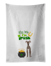 Load image into Gallery viewer, Fawn Italian Greyhound St. Patrick's Day White Kitchen Towel Set of 2 Dish Towels
