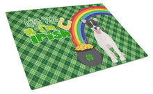 Load image into Gallery viewer, Black White Smooth Jack Russell Terrier St. Patrick's Day Glass Cutting Boards – Durable, Decorative Kitchen Art Large