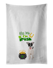 Load image into Gallery viewer, Black White Smooth Jack Russell Terrier St. Patrick's Day White Kitchen Towel Set of 2 Dish Towels
