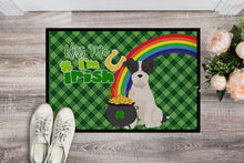 Load image into Gallery viewer, Black White Wirehair Jack Russell Terrier St. Patrick's Day Doormat - 24x36 Decorative Floor Mat – Indoor/Outdoor Rug with Artistic Flair