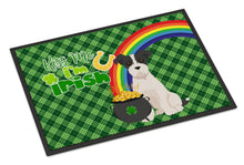 Load image into Gallery viewer, Black White Wirehair Jack Russell Terrier St. Patrick's Day Doormat - 24x36 Decorative Floor Mat – Indoor/Outdoor Rug with Artistic Flair