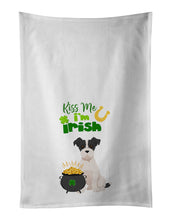 Load image into Gallery viewer, Black White Wirehair Jack Russell Terrier St. Patrick's Day White Kitchen Towel Set of 2 Dish Towels