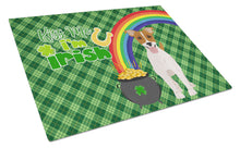 Load image into Gallery viewer, Brown White Smooth Jack Russell Terrier St. Patrick's Day Glass Cutting Boards – Durable, Decorative Kitchen Art Large