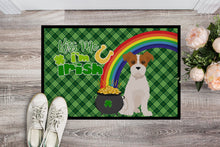Load image into Gallery viewer, Brown White Wirehair Jack Russell Terrier St. Patrick's Day Doormat - 24x36 Decorative Floor Mat – Indoor/Outdoor Rug with Artistic Flair