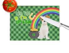 Load image into Gallery viewer, Brown White Wirehair Jack Russell Terrier St. Patrick's Day Glass Cutting Boards – Durable, Decorative Kitchen Art Large