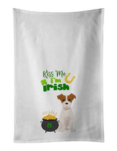 Load image into Gallery viewer, Brown White Wirehair Jack Russell Terrier St. Patrick's Day White Kitchen Towel Set of 2 Dish Towels
