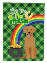 Load image into Gallery viewer, Red Fox Labrador Retriever St. Patrick's Garden Flag – "Kiss Me I’m Irish" with Pot of Gold &amp; Rainbow