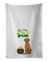 Load image into Gallery viewer, Red Fox Labrador Retriever St. Patrick's Day White Kitchen Towel Set of 2 Dish Towels