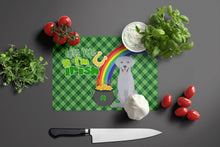 Load image into Gallery viewer, Silver Labrador Retriever St. Patrick's Day Glass Cutting Boards – Durable, Decorative Kitchen Art Large