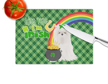 Load image into Gallery viewer, Maltese St. Patrick's Day Glass Cutting Boards – Durable, Decorative Kitchen Art Large