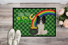 Load image into Gallery viewer, Black and White Papillon St. Patrick's Day Doormat - 24x36 Decorative Floor Mat – Indoor/Outdoor Rug with Artistic Flair