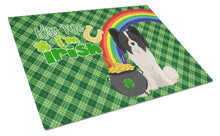Load image into Gallery viewer, Black and White Papillon St. Patrick's Day Glass Cutting Boards – Durable, Decorative Kitchen Art Large