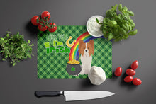 Load image into Gallery viewer, Red and White Papillon St. Patrick's Day Glass Cutting Boards – Durable, Decorative Kitchen Art Large