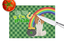 Load image into Gallery viewer, Red and White Papillon St. Patrick's Day Glass Cutting Boards – Durable, Decorative Kitchen Art Large