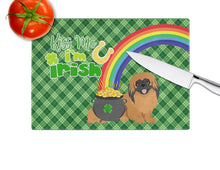 Load image into Gallery viewer, Red Pekingese St. Patrick's Day Glass Cutting Boards – Durable, Decorative Kitchen Art Large
