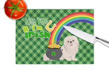 Load image into Gallery viewer, White Pekingese St. Patrick's Day Glass Cutting Boards – Durable, Decorative Kitchen Art Large