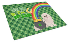 Load image into Gallery viewer, White Pekingese St. Patrick's Day Glass Cutting Boards – Durable, Decorative Kitchen Art Large