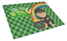 Load image into Gallery viewer, Black and Tan Pomeranian St. Patrick's Day Glass Cutting Boards – Durable, Decorative Kitchen Art Large