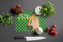Load image into Gallery viewer, Orange Pomeranian St. Patrick's Day Glass Cutting Boards – Durable, Decorative Kitchen Art Large