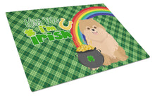 Load image into Gallery viewer, Orange Pomeranian St. Patrick's Day Glass Cutting Boards – Durable, Decorative Kitchen Art Large