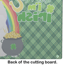 Load image into Gallery viewer, White Pomeranian St. Patrick's Day Glass Cutting Boards – Durable, Decorative Kitchen Art Large