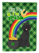 Load image into Gallery viewer, Standard Black Poodle St. Patrick's Garden Flag – "Kiss Me I’m Irish" with Pot of Gold &amp; Rainbow