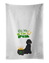 Load image into Gallery viewer, Standard Black Poodle St. Patrick's Day White Kitchen Towel Set of 2 Dish Towels