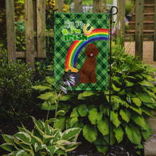 Load image into Gallery viewer, Standard Red Poodle St. Patrick's Garden Flag – "Kiss Me I’m Irish" with Pot of Gold &amp; Rainbow