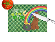 Load image into Gallery viewer, Standard Red Poodle St. Patrick's Day Glass Cutting Boards – Durable, Decorative Kitchen Art Large