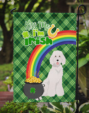 Load image into Gallery viewer, Standard White Poodle St. Patrick's Garden Flag – "Kiss Me I’m Irish" with Pot of Gold &amp; Rainbow