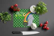 Load image into Gallery viewer, Toy Silver Poodle St. Patrick's Day Glass Cutting Boards – Durable, Decorative Kitchen Art Large