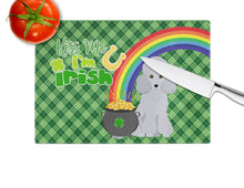 Load image into Gallery viewer, Toy Silver Poodle St. Patrick's Day Glass Cutting Boards – Durable, Decorative Kitchen Art Large
