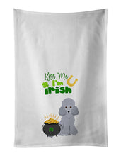 Load image into Gallery viewer, Toy Silver Poodle St. Patrick's Day White Kitchen Towel Set of 2 Dish Towels