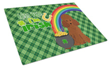 Load image into Gallery viewer, Toy Red Poodle St. Patrick's Day Glass Cutting Boards – Durable, Decorative Kitchen Art Large
