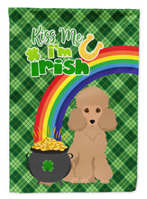 Load image into Gallery viewer, Toy Apricot Poodle St. Patrick's Garden Flag – "Kiss Me I’m Irish" with Pot of Gold &amp; Rainbow