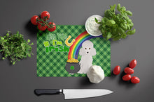 Load image into Gallery viewer, Toy White Poodle St. Patrick's Day Glass Cutting Boards – Durable, Decorative Kitchen Art Large