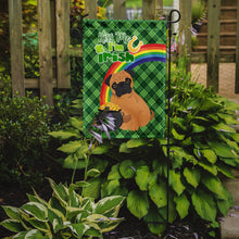 Load image into Gallery viewer, Apricot Pug St. Patrick's Garden Flag – "Kiss Me I’m Irish" with Pot of Gold &amp; Rainbow