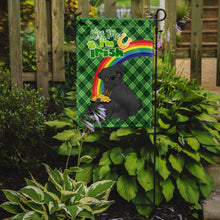 Load image into Gallery viewer, Black Pug St. Patrick's Garden Flag – "Kiss Me I’m Irish" with Pot of Gold &amp; Rainbow