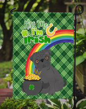 Load image into Gallery viewer, Black Pug St. Patrick's Garden Flag – "Kiss Me I’m Irish" with Pot of Gold &amp; Rainbow