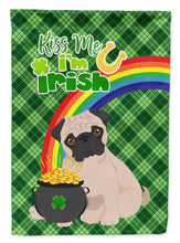 Load image into Gallery viewer, Fawn Pug St. Patrick's Garden Flag – "Kiss Me I’m Irish" with Pot of Gold &amp; Rainbow
