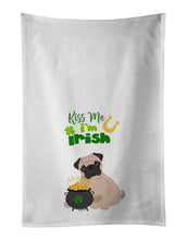 Load image into Gallery viewer, Fawn Pug St. Patrick's Day White Kitchen Towel Set of 2 Dish Towels