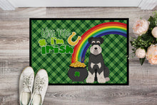 Load image into Gallery viewer, Black and Silver Natural Ears Schnauzer St. Patrick's Day Doormat - 24x36 Decorative Floor Mat – Indoor/Outdoor Rug with Artistic Flair