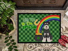Load image into Gallery viewer, Black and Silver Natural Ears Schnauzer St. Patrick's Day Doormat - 24x36 Decorative Floor Mat – Indoor/Outdoor Rug with Artistic Flair