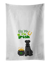 Load image into Gallery viewer, Black Natural Ears Schnauzer St. Patrick's Day White Kitchen Towel Set of 2 Dish Towels